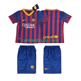 Camisolas de futebol FC Barcelona 2013 2014 Retro Criança Equipamento Principal Manga Curta